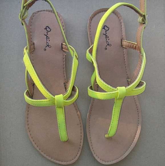 Women's Neon YellowNubuck Pu Sandals - Picture 6 of 8